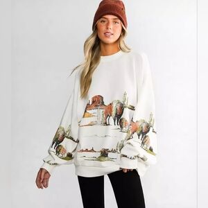 **SOLD** Modish Rebel Buffalo Scenic Oversized Pullover Large NWOT
